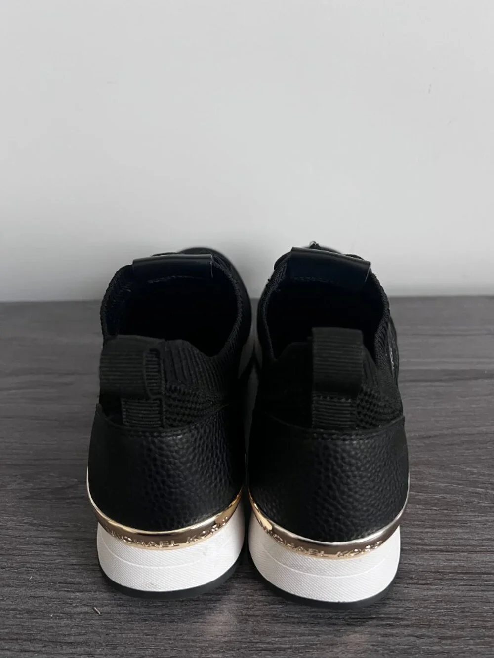 Michael Kors Jenkins Mixed Media Stretch Knit Trainer Sneakers - black